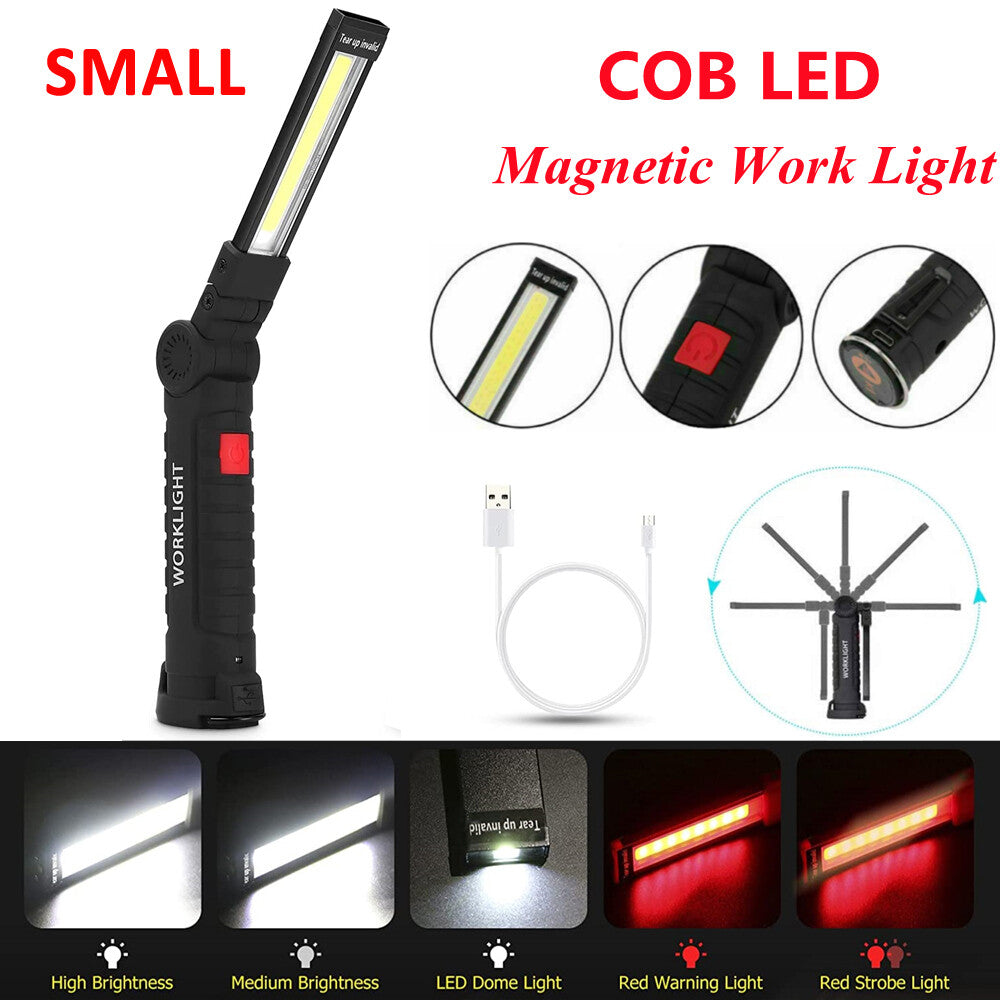 2PCS 5Modes Magnetic Rechargeable COB LED RED Lampe de lumière de travail Folding Torch USA