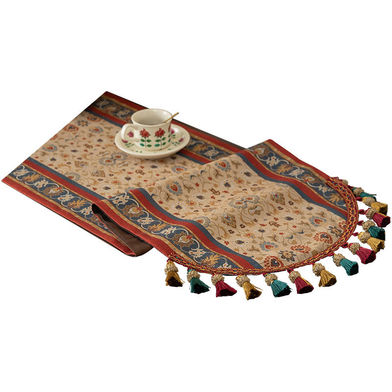 Vintage Table Runner Drapeau de thé Fringe Fringe American longue nappe