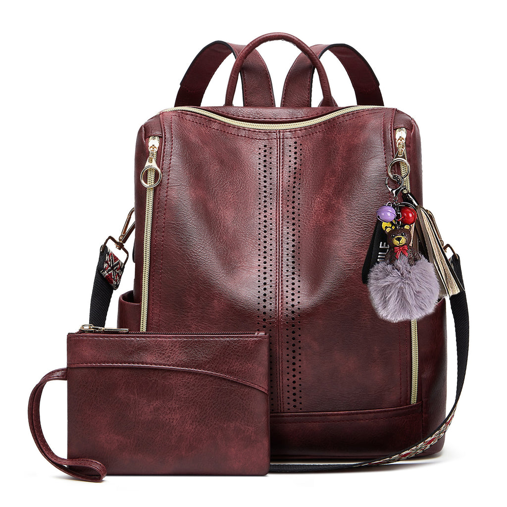 Springsummer Sac à dos pour femmes en cuir souple Casual style coréen