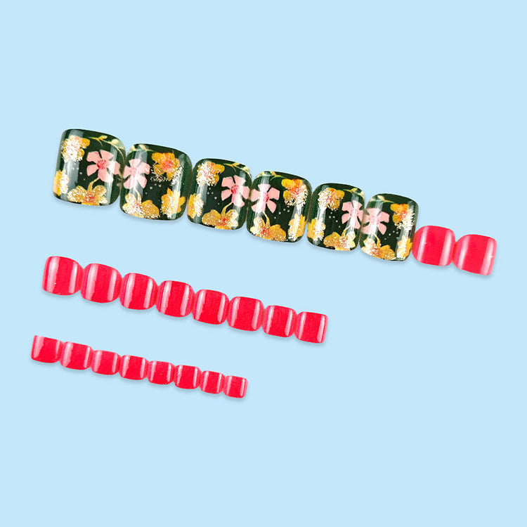 24 pièces de short en forme carrée plaqué or Floral style rose à pression Nail Art acrylique St