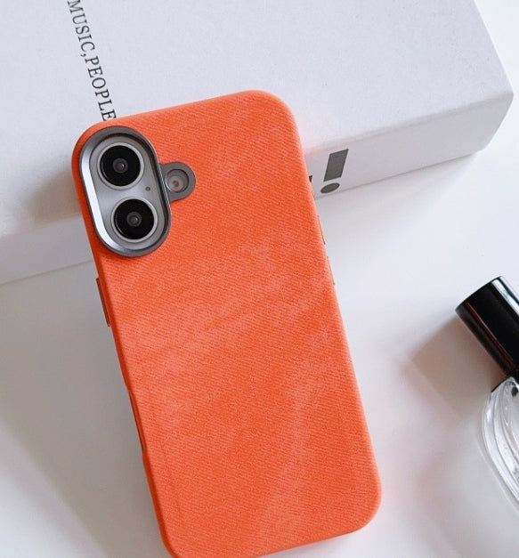Étui de téléphone en cuir magnétique en flanelle