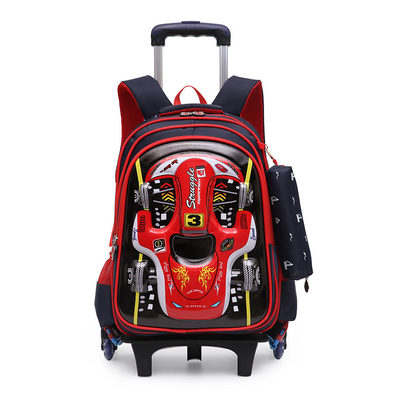Trolley Primary School Waterproof 3D voiture Détachable Réduction de fardeau enfants sac à dos