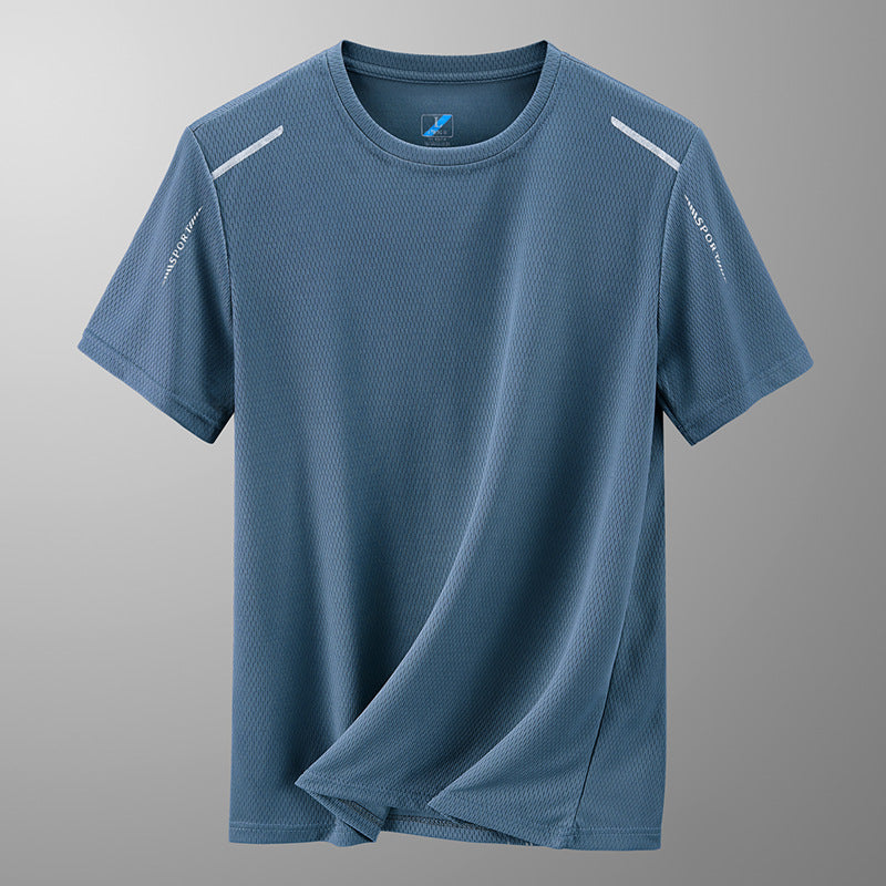 Quick-drying Ice Silk T-shirt Sporty Casual Short Sleeve Hollow-out