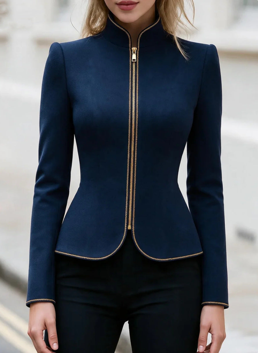 European And American Stand Collar Zip-up Short Jacket