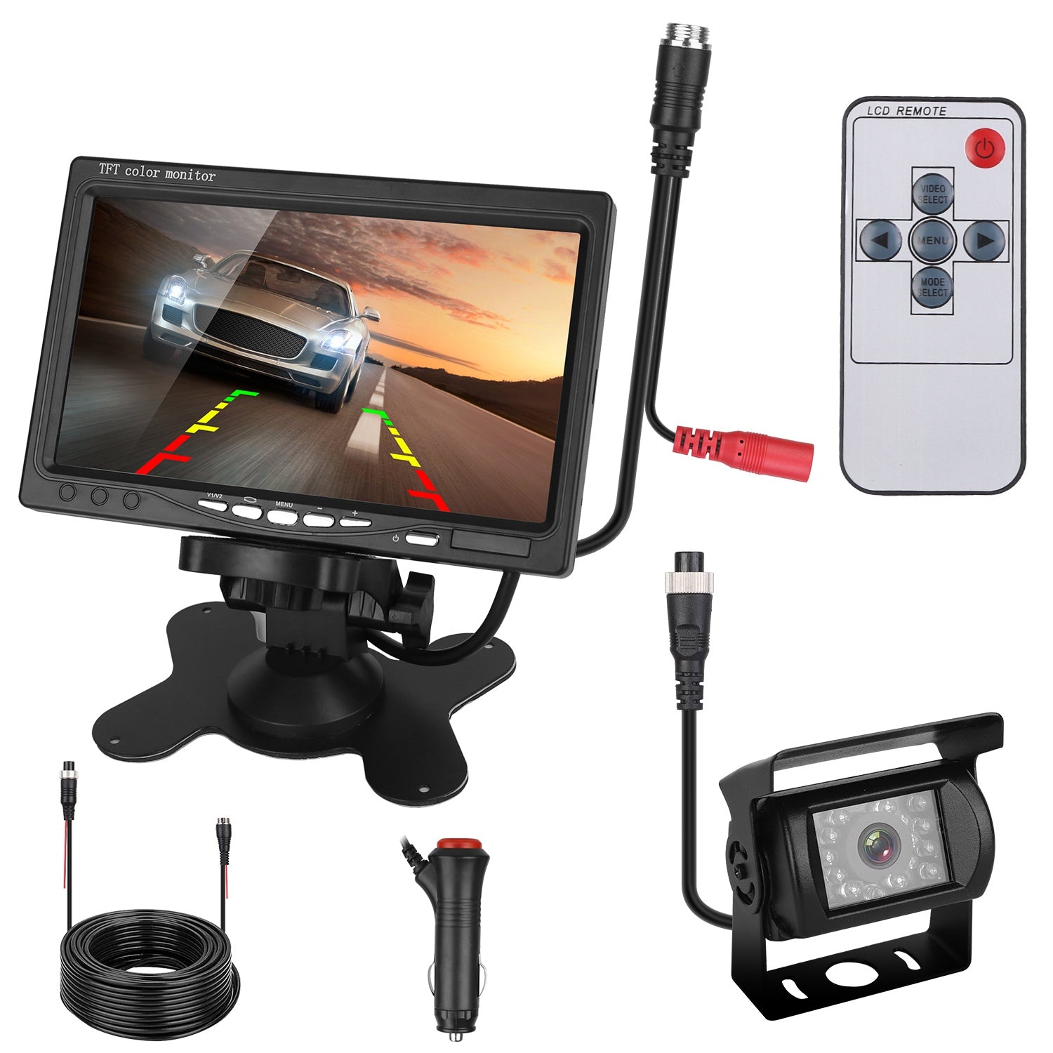 Caméra de sauvegarde d'écran 1Pc 7In Kit de moniteur de vision arrière du véhicule IP67
