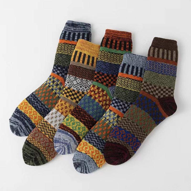 Chaussettes en laine carrée rétro