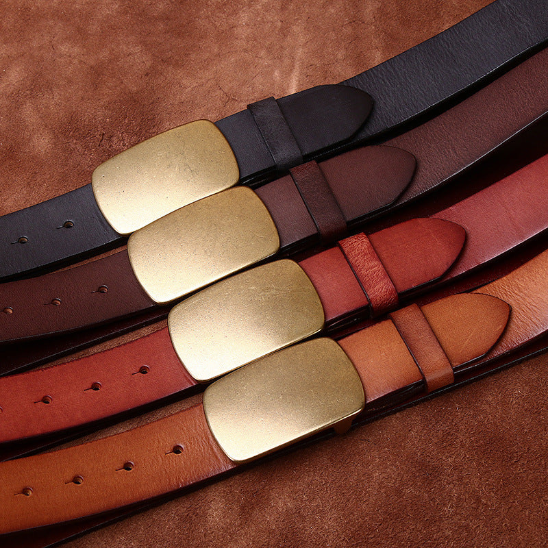 Ceinture de smooth Buckle Retro de la couche supérieure large