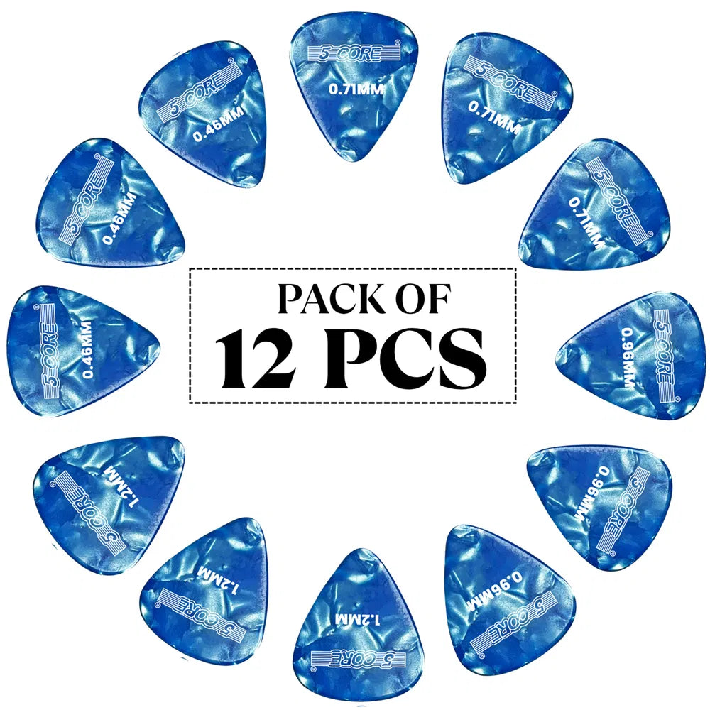 5 Picks de guitare de base 12 pièces Celluloïde léger moyen lourd extra lourd pour électri acoustique
