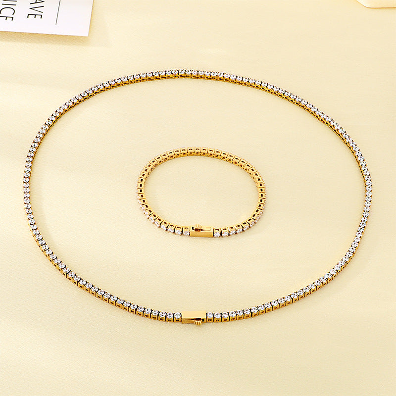 Chaîne de tennis en acier inoxydable sertie de diamants