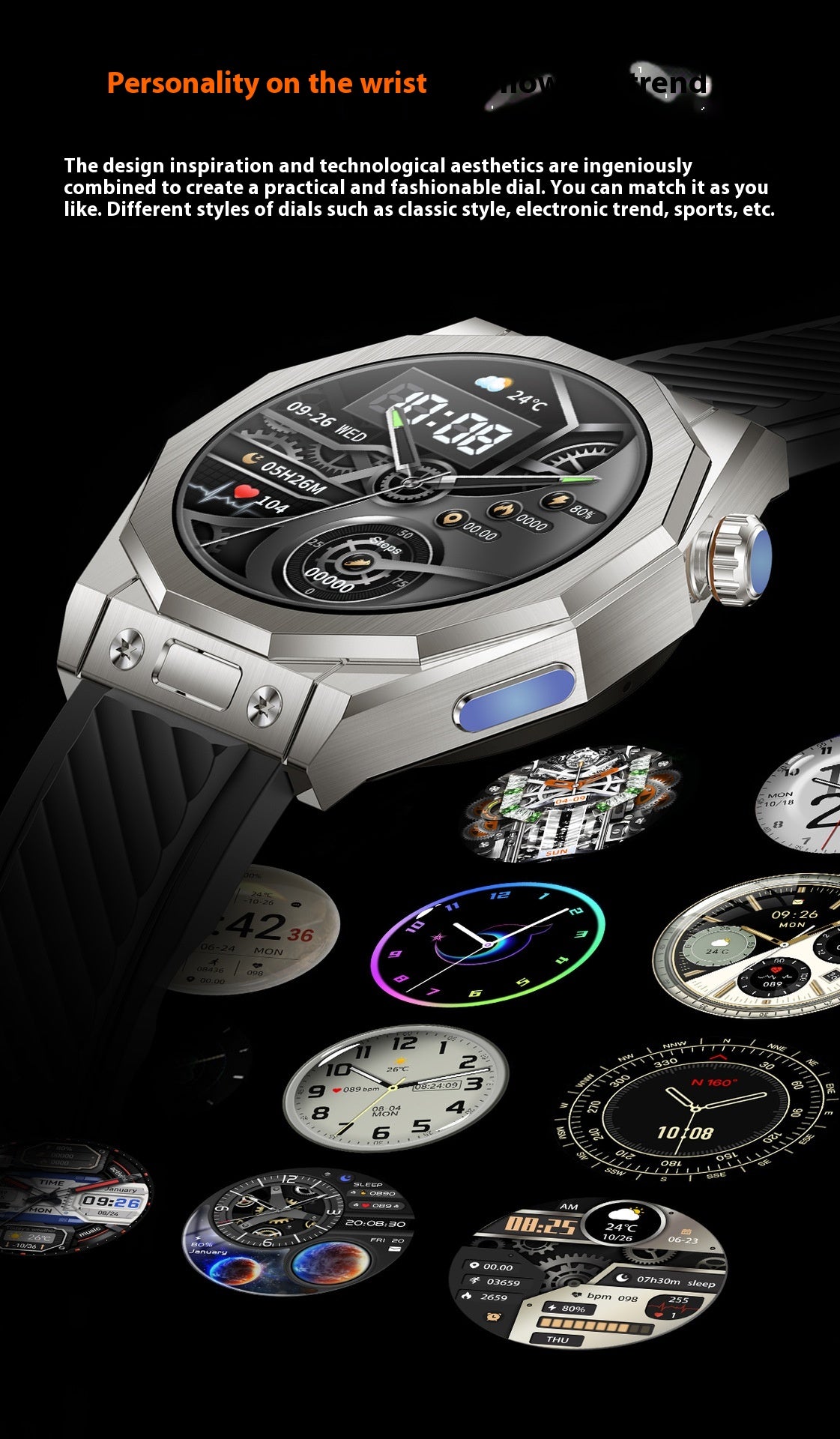 Taux réel de montre intelligente NFC Bracelet de sport de qualité trois bracelets