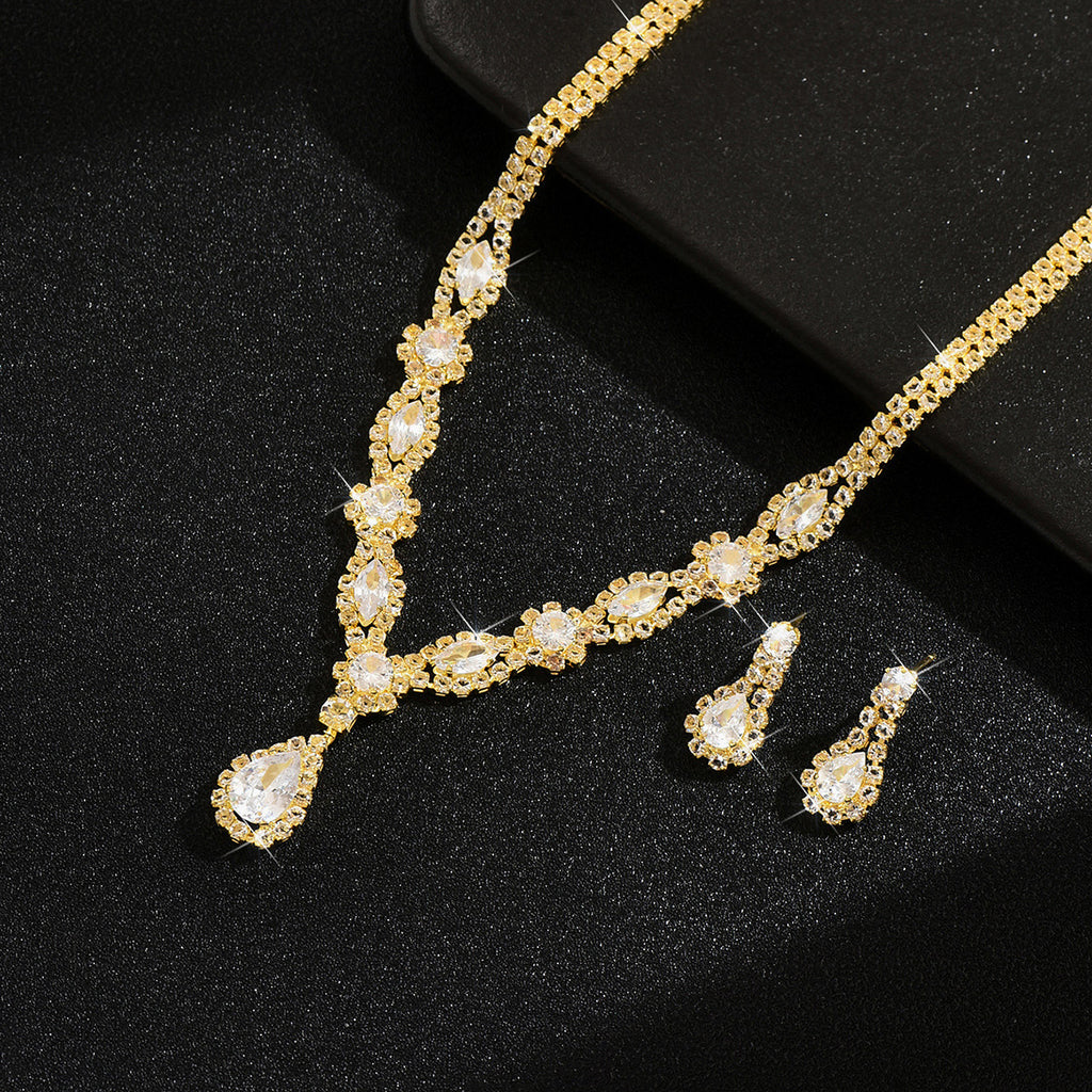 Femmes 2 Pcs French Style Light Luxury Ensemble de bijoux pour mariée
