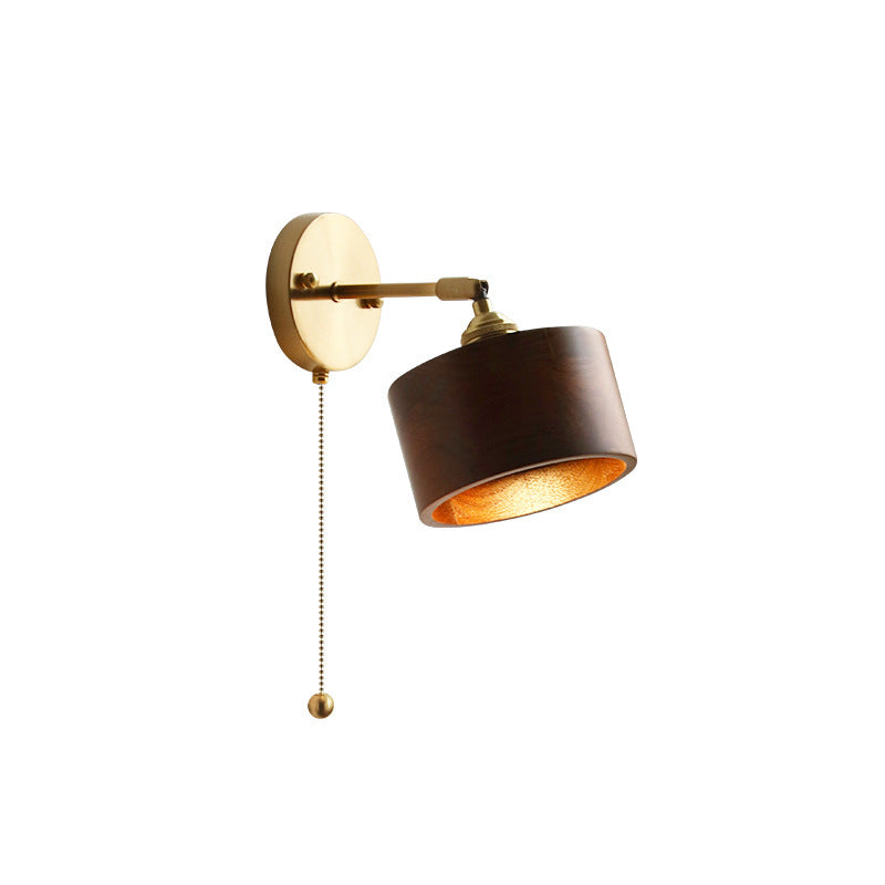 Lampe murale à chaîne de traction chambre à noyer noir