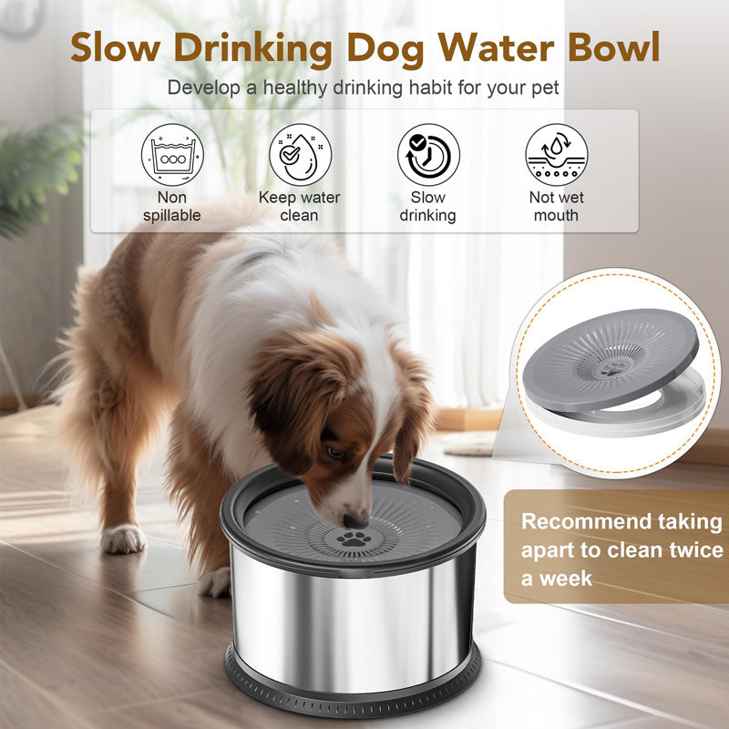 Acier inoxydable Grande capacité Pet Non-dérapant Splash-proof Water Bowl
