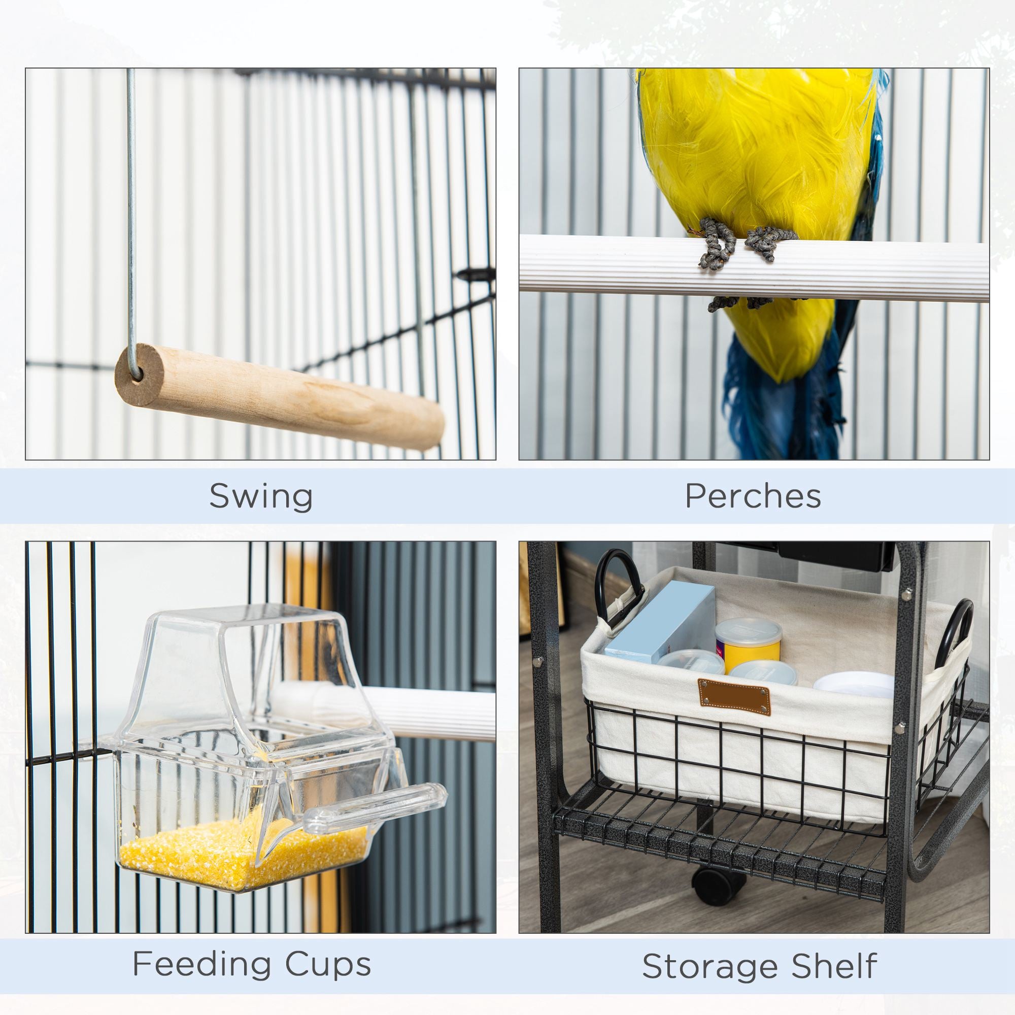 Cage d'oiseau intérieur en métal de 45 pouces