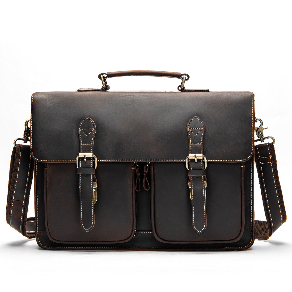 Véritable cuir homme Mode épaule Selle en cuir Crossbody Casual Messenger Bag