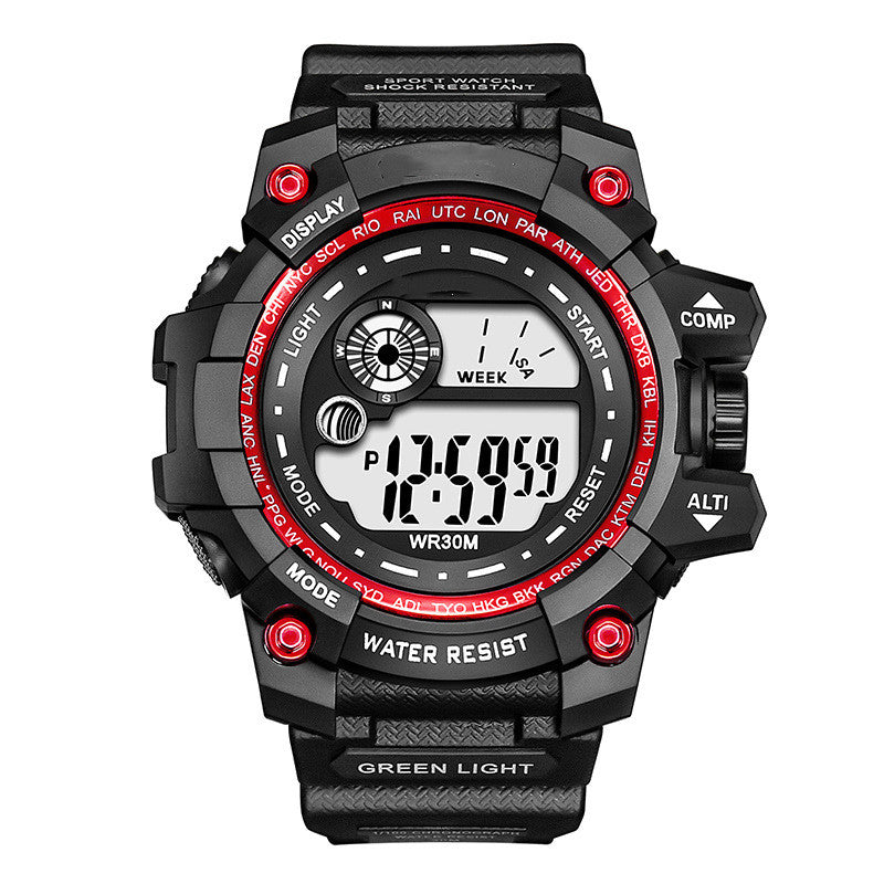 Montre électronique à affichage numérique lumineux étanche pour hommes et femmes