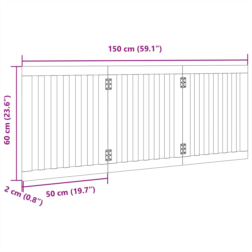 Foldable 3-Panel Dog Gate 150 cm Poplar Wood