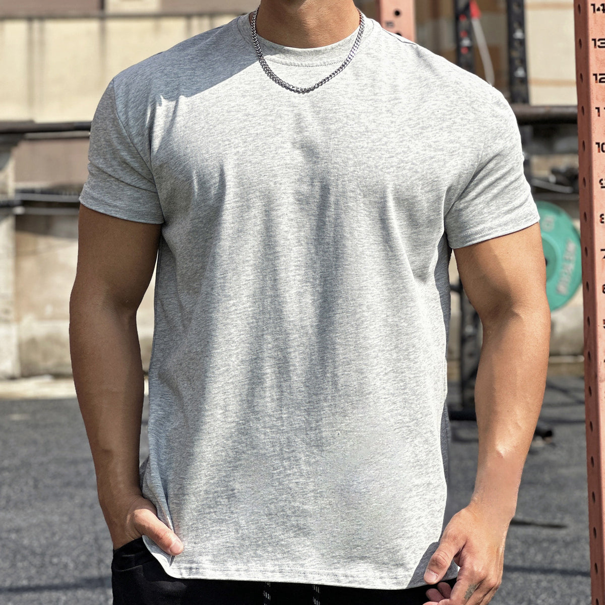 Sports musculaires Coton libre Fitness manches courtes Hommes