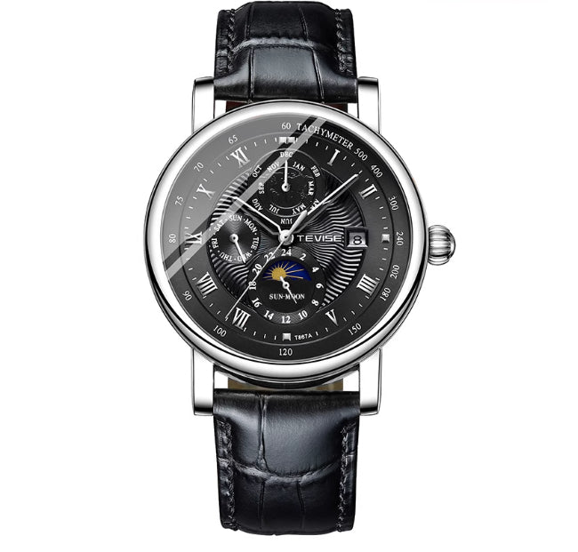 Mécanique homme avec Tourbillon Phase de lune haut de gamme et Starry Sky Design Résistant à l'eau