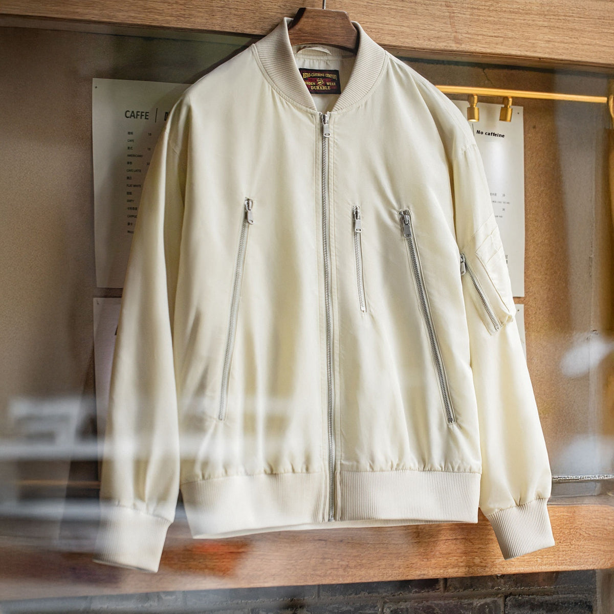 Veste pilote casual blanc L2B Nylon mince uniforme de baseball