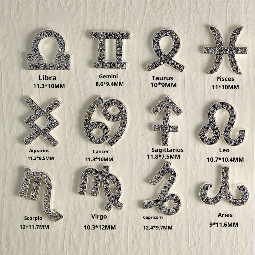 Douze Zodiac Nail Art Accessoires Alliage de diamants incrustés