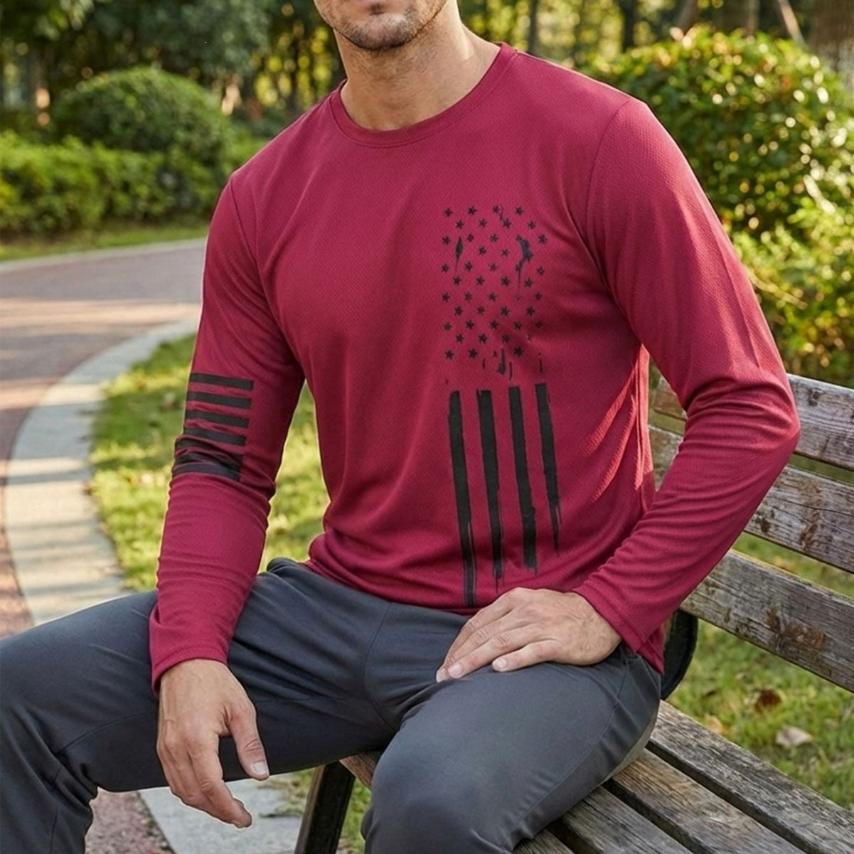 Hommes Outdoor Casual Sportif Col d'équipage Manches longues