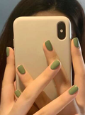 Améliorer votre style Court en forme d'ovule conseils faux ongles pour occasionnel et simple brillant vert Desi