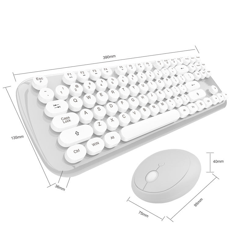 Wireless Keyboard and Mouse Set Girls Retro Color
