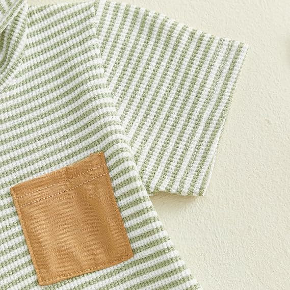 Ensemble à capuche pour bébé garçon rayé de gaufre