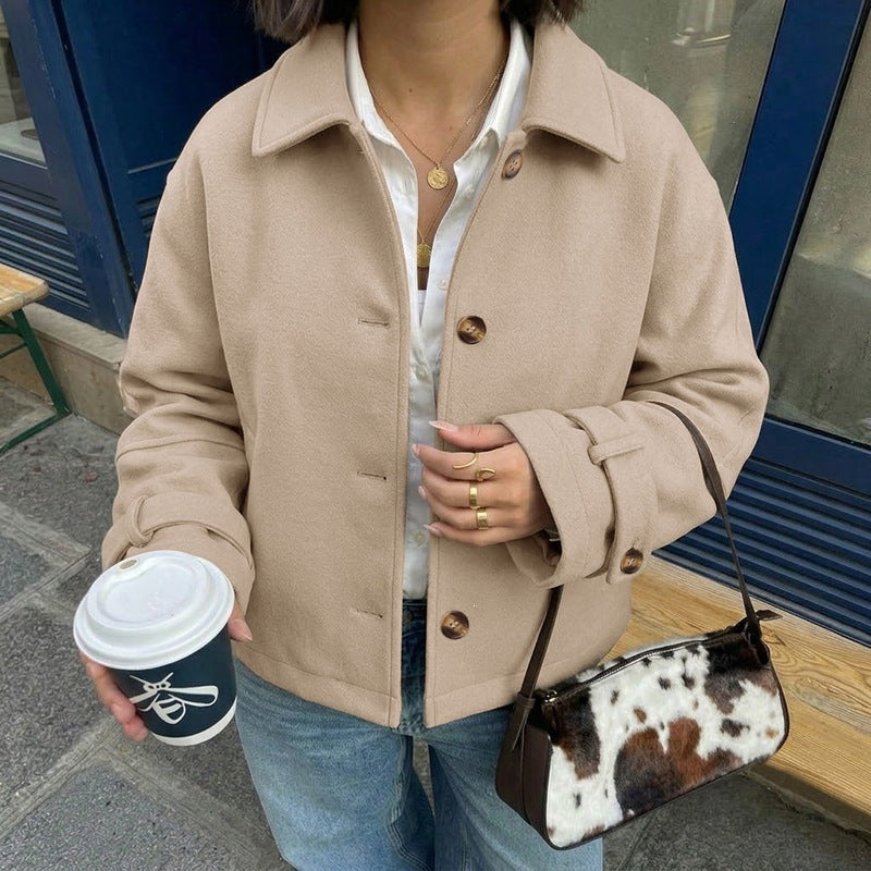 Manteau de laine coupée droite pour femmes