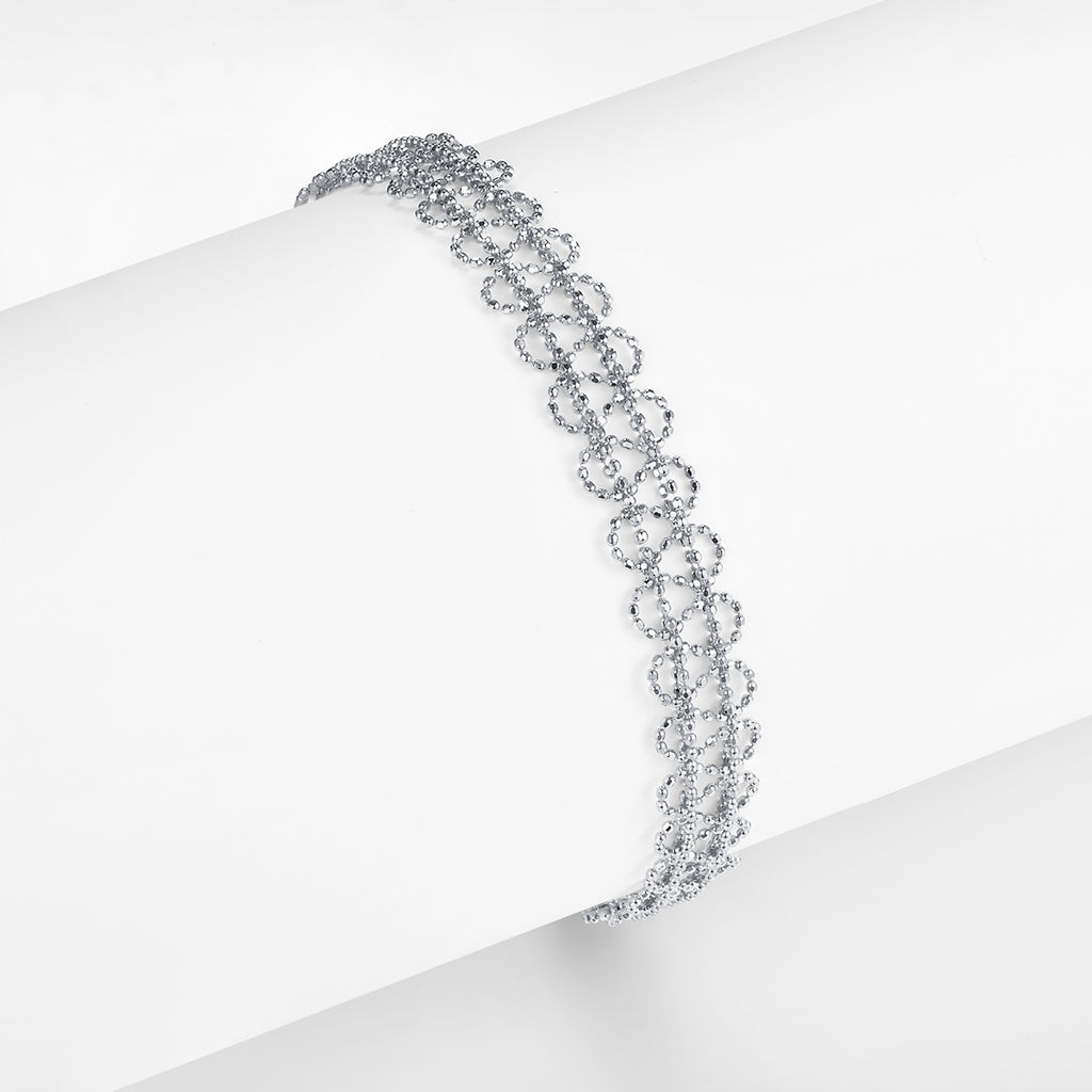 S925 Argent Sterling Bracelet de lien de cercle creux pour les femmes 18,5cm réglable 9,0mm Largeur L