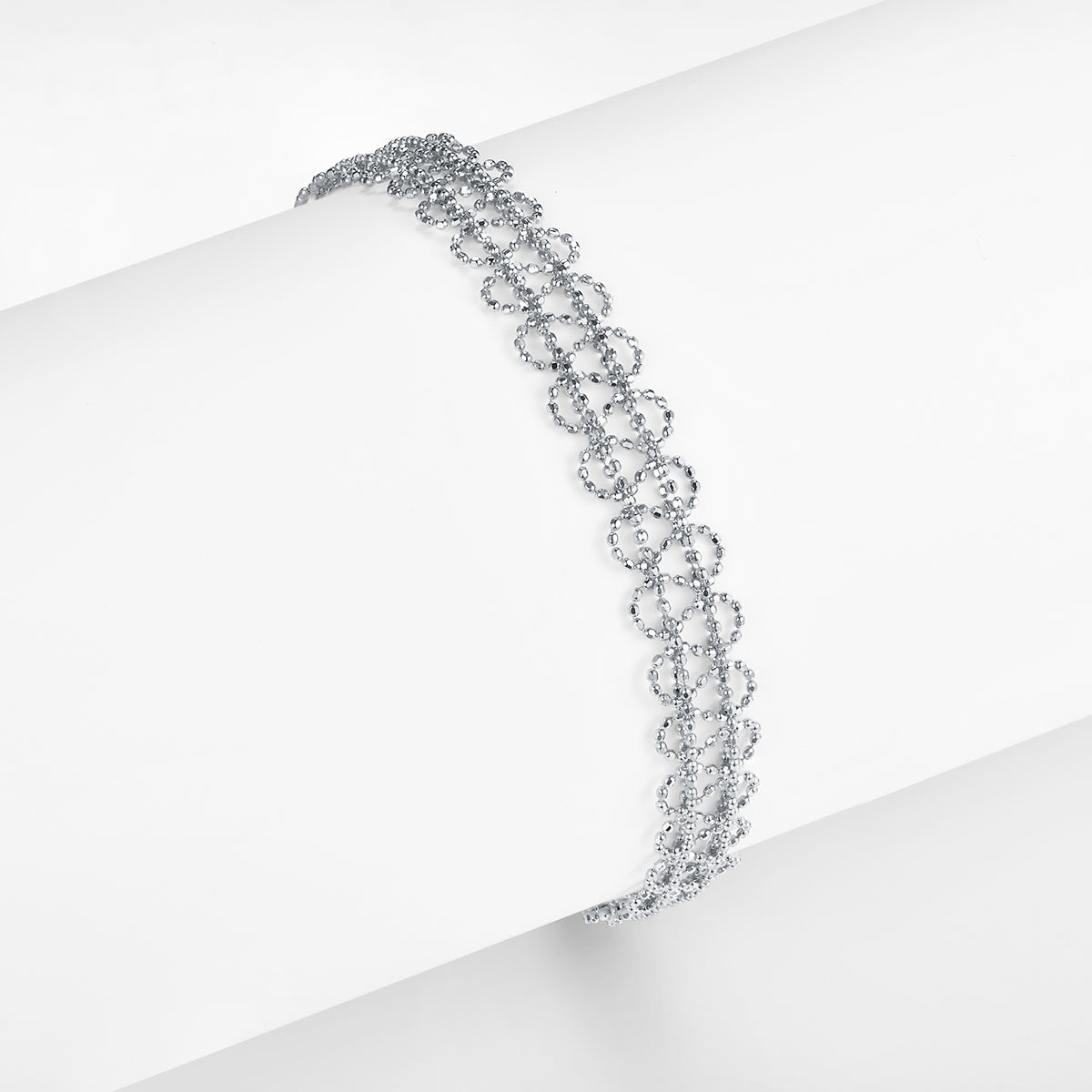 S925 Argent Sterling Bracelet de lien de cercle creux pour les femmes 18,5cm réglable 9,0mm Largeur L