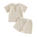 Solid Color Short Sleeve String Shorts Set