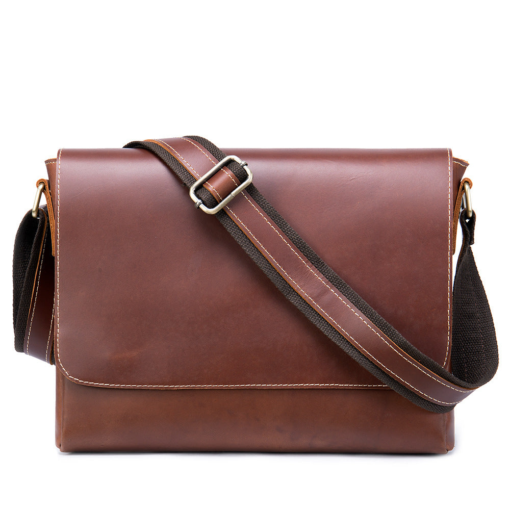 Véritable cuir homme Mode épaule Selle en cuir Crossbody Casual Messenger Bag