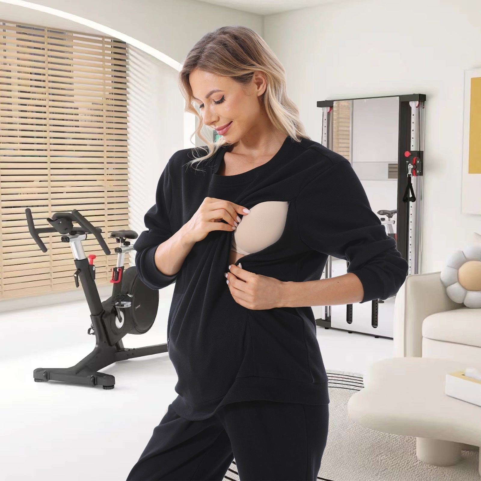 Les femmes enceintes d'automne et d'hiver européennes et américaines Long Sleeve Nursing Hoodie