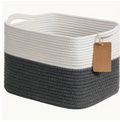 Corde de coton panier de stockage-blanc et gris profond-1 pièce