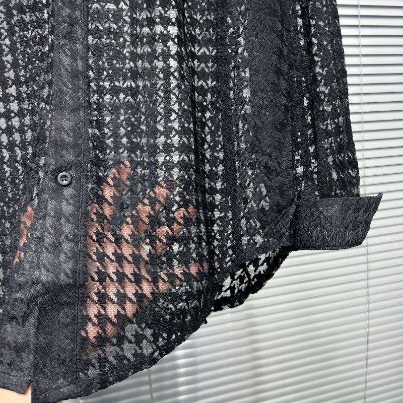 Trendy Dark Style Mesh Shirt for Men