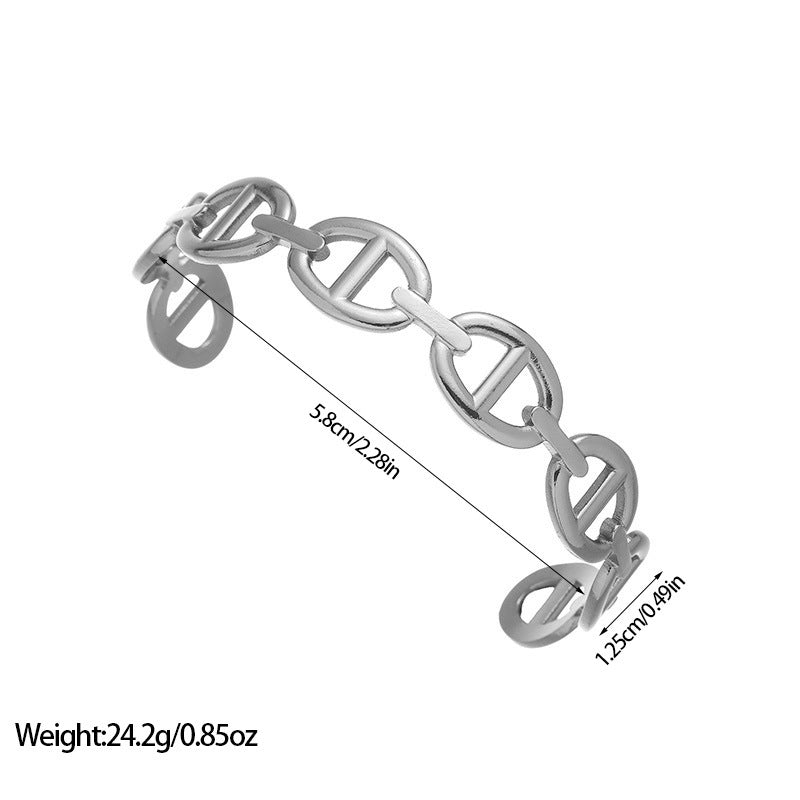European And American Geometric Minimalist Cool Style Titanium Bracelet en acier avec coeur A