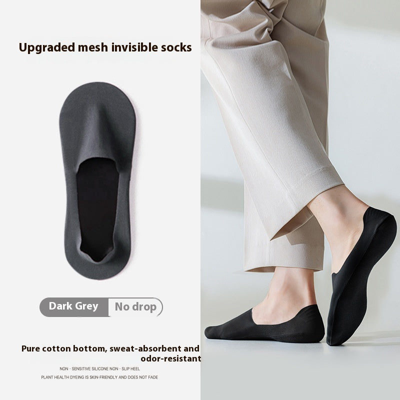 Chaussettes invisibles en coton pur antidérapant pour homme