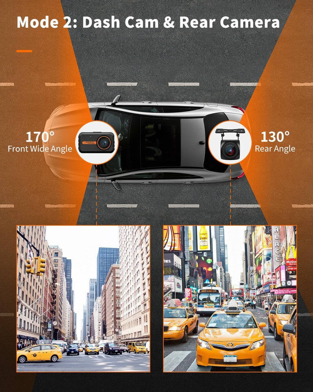 Dash Cam avant et arrière caméra de voiture double Dashcam 1080P FHD