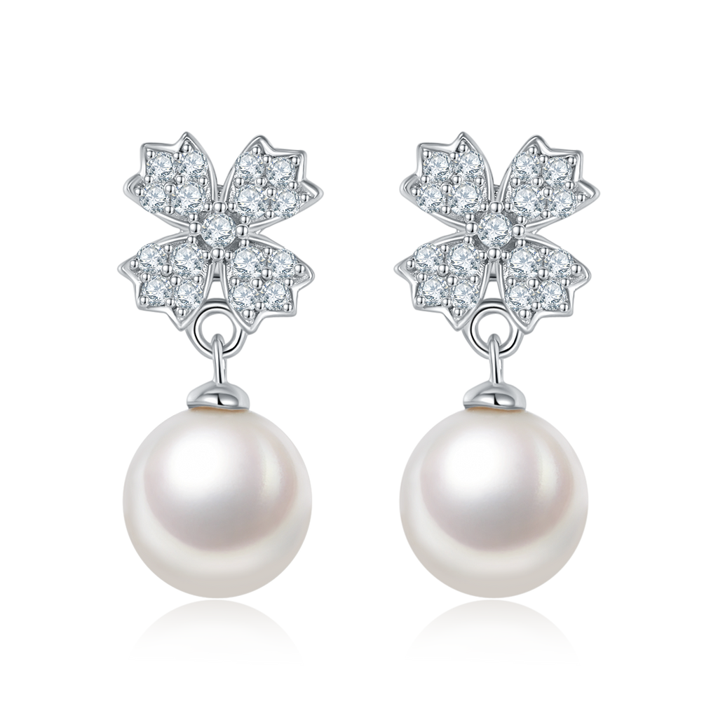 S925 Boucles d'oreilles en perles d'eau douce naturelles en argent sterling