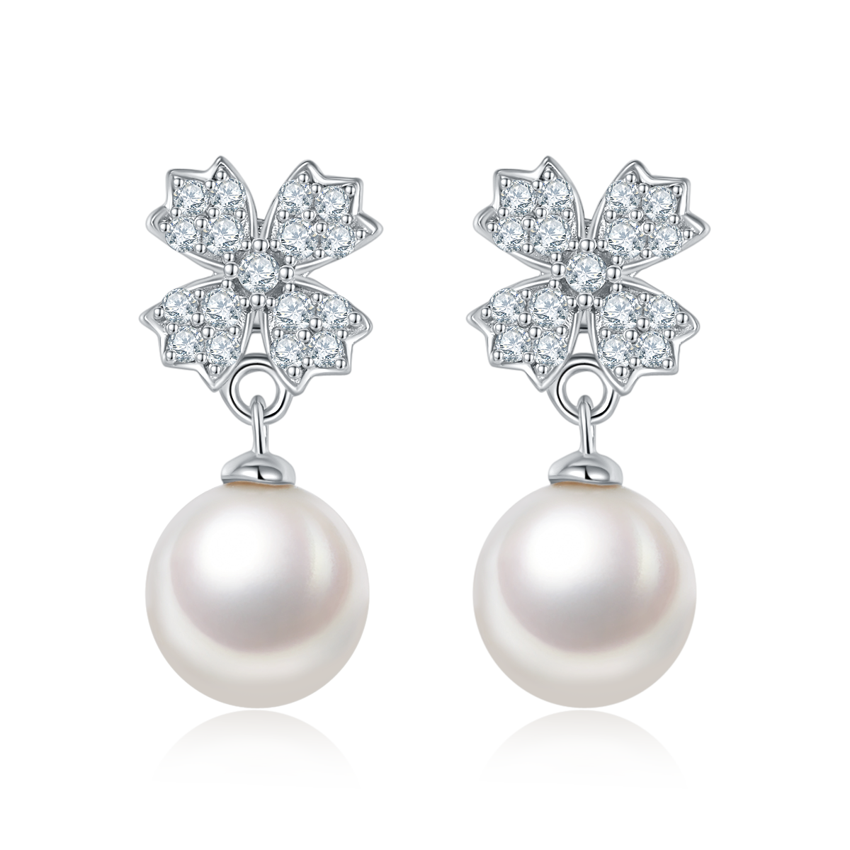 S925 Boucles d'oreilles en perles d'eau douce naturelles en argent sterling