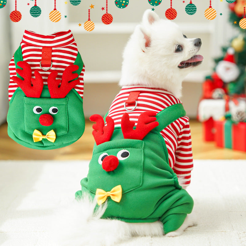 Chien de Noël Chats Coats Robe Déguisement Elk Pocket Sweatshirt Teddy Bichon Puppy Ki