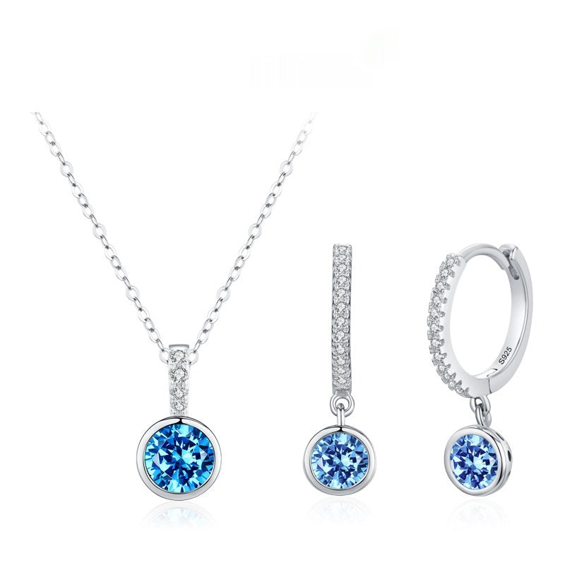 Boucles d'oreilles en diamant artificiel bleu de mer de luxe pour femmes