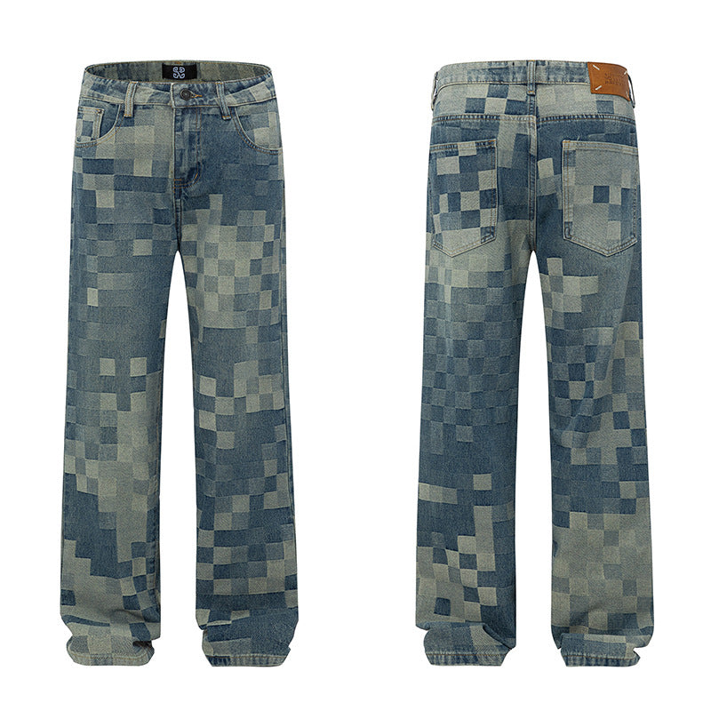 Jeune Denim Court Gown Style coréen Mosaic Denim Veste pour hommes