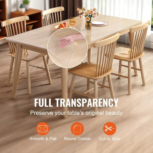 Protecteur de table transparent -1,5mm Épaisseur étanche Couverture de table en PVC résistant pour Dinin