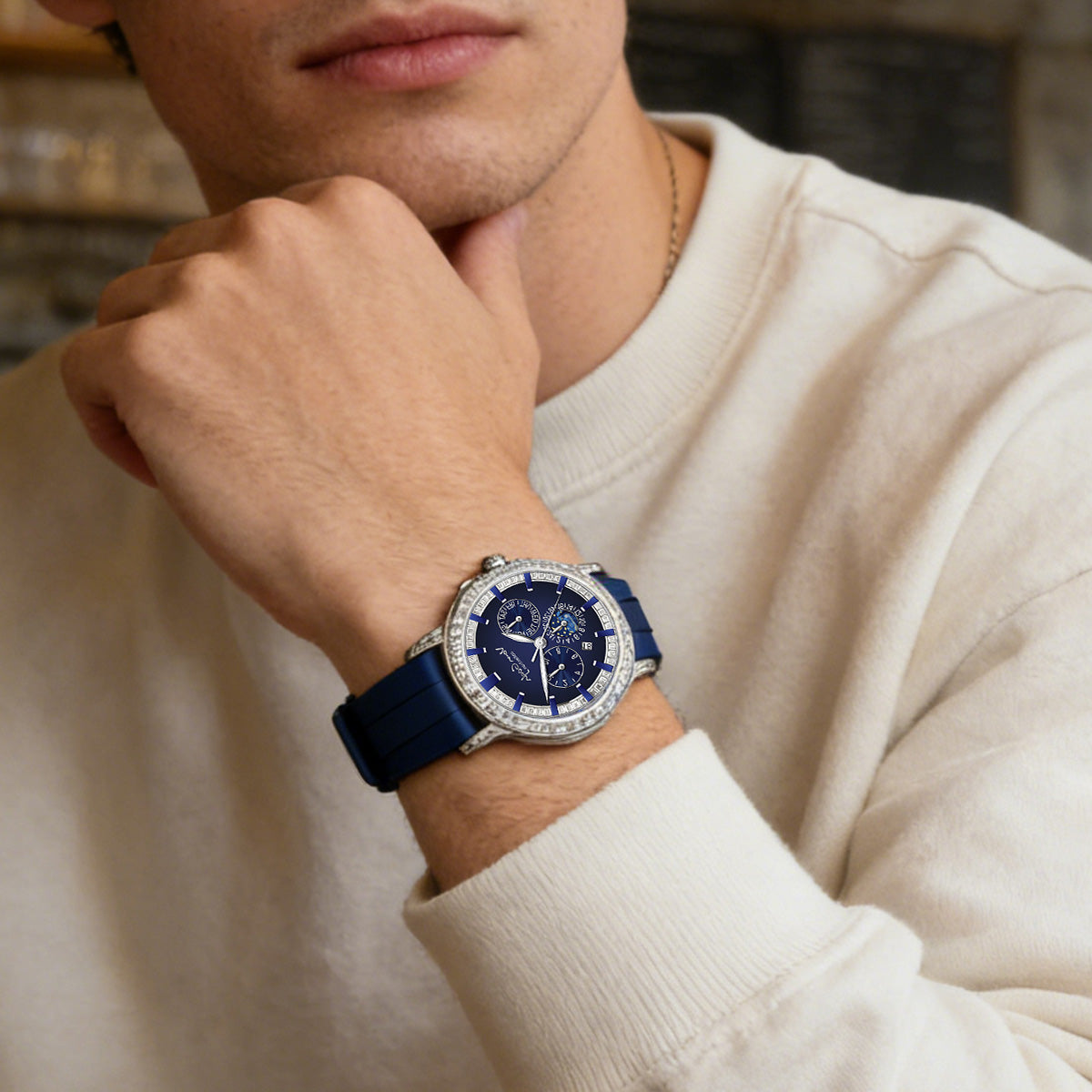 VAN GOGH High Apparence Light Luxury Homme Luminous Blue Mechanical Watch Bohui Series