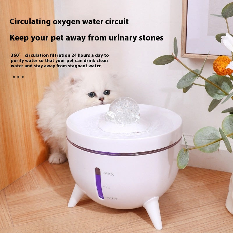 Dispensateur d'eau pour animaux de compagnie à filtre circulaire automatique de boule de cristal