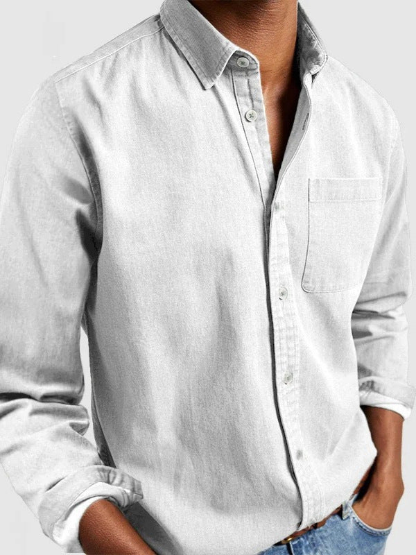 Amazon Commerce extérieur Europe et les États-Unis Lapel homme chemise de couleur solide hommes