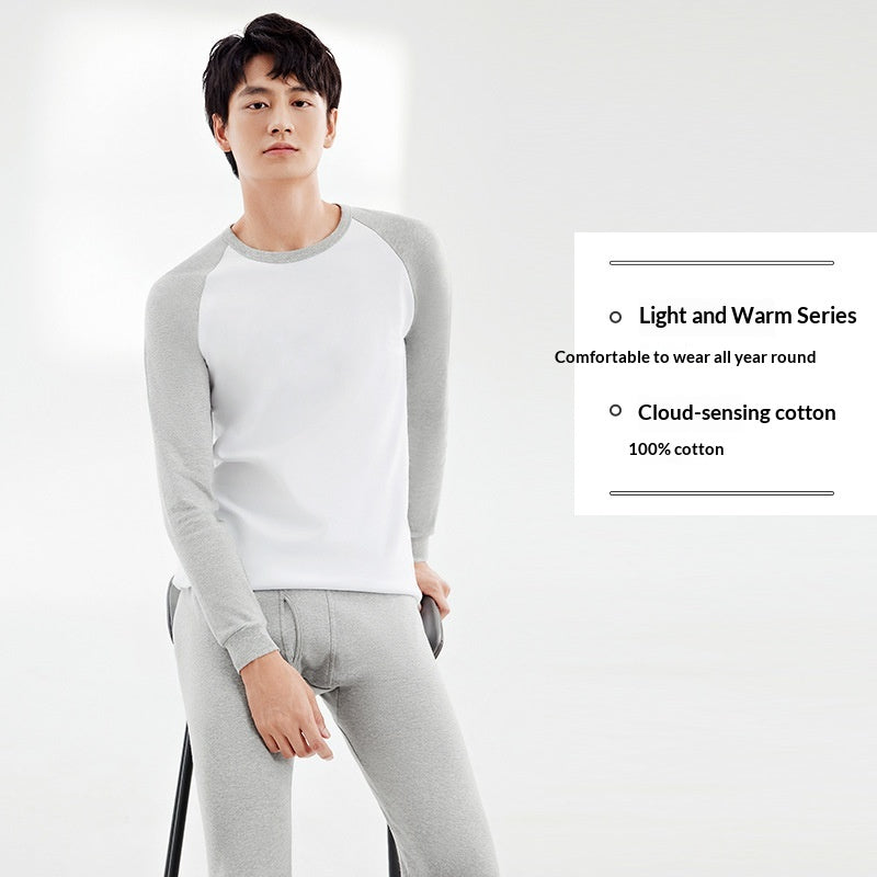 100 Coton Antibactérien Automne Top and Bottom Set Hommes Sous-vêtements thermiques